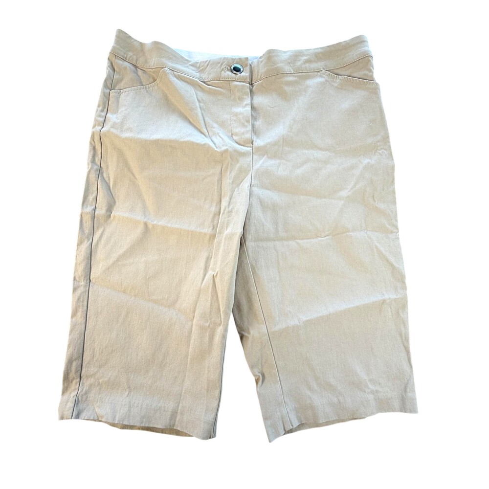 Coconut Row Bermuda Shorts Womens 10 Beige Stretch Rayon Nylon Spandex Casual